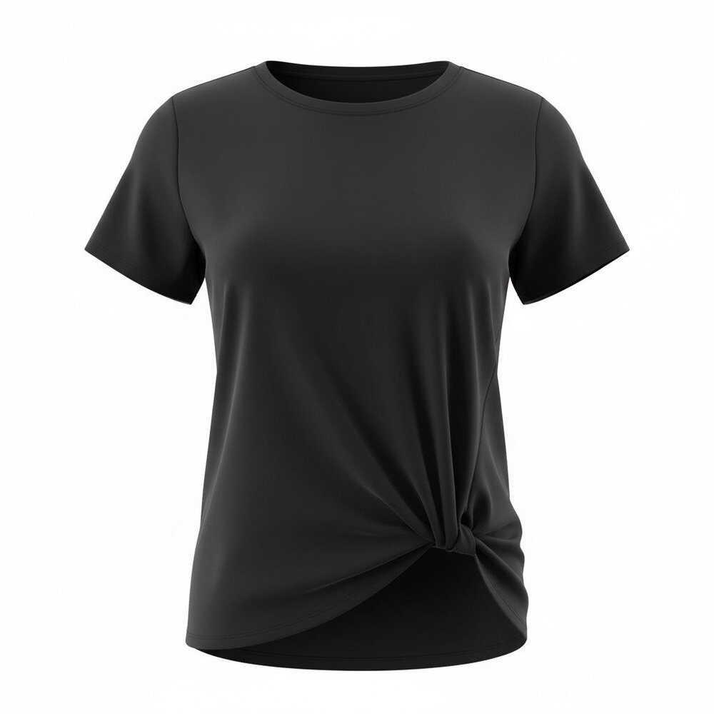 Women’s Green Envelope Black Tie Front T-Shirt Large Semi Sheer Soft Cotton
